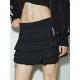 UR/DC2025 summer new versatile sweet and cool sporty elastic waist cake skirt black layered short skirt

