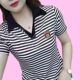 Lapel POLO shirt summer short-sleeved T-shirt for women 2025 new clothes loose large size T-shirt large size middle-aged shirt
