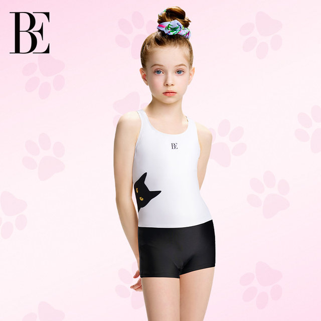 Van De'an's joint branded little black cat/meow star series 2025 new children's flat horn one-piece swimsuit swimming