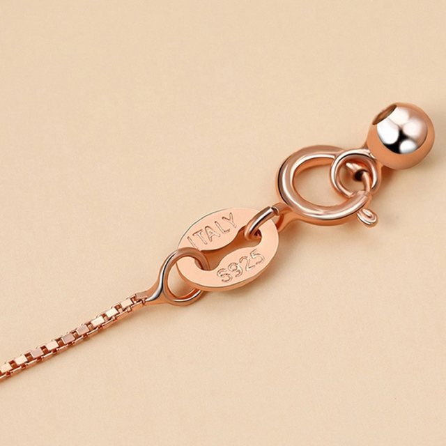 s925 sterling silver pin chain gold necklace for women rose gold pure silver plated 18k gold plain chain box chain adjustable