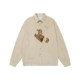 GUUKA trendy retro corduroy long-sleeved shirt for women, rabbit embroidered POLO shirt, off-shoulder shirt, loose jacket