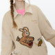 GUUKA trendy retro corduroy long-sleeved shirt for women, rabbit embroidered POLO shirt, off-shoulder shirt, loose jacket