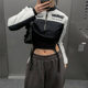 Long sleeved short jacket jacket motorcycle letter printing long sleeve short jacket jacket