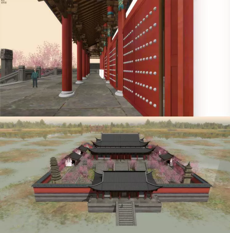 现代唐代唐风中式大殿斗拱飞檐古建筑宫殿大殿寺院寺庙建筑