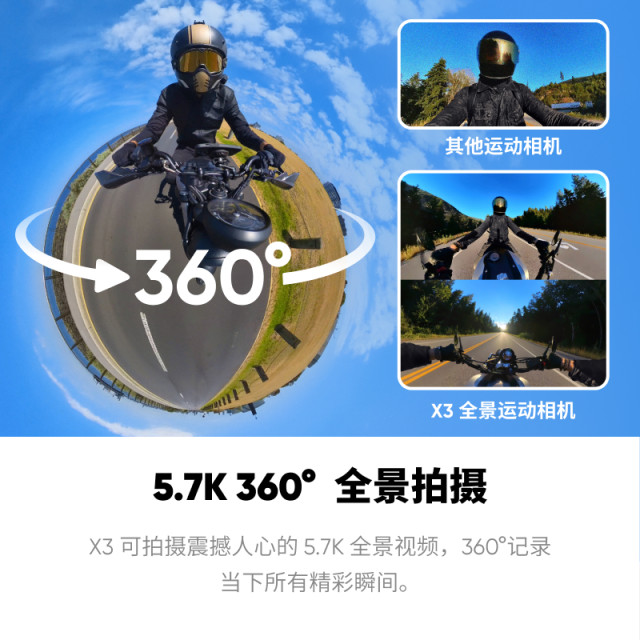Shadowstone Insta360 X3 sports panoramic camera 360 anti-shake HD motorcycle riding