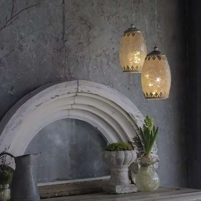 Retro Japanese wrought iron style lamp pendant garden decoration grocery home vintage ornaments ins garden
