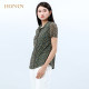 HONRN/Red Man Casual Knitted Cardigan Slim Floral Printed Short-Sleeved Thin Shirt Top Women's Summer Style