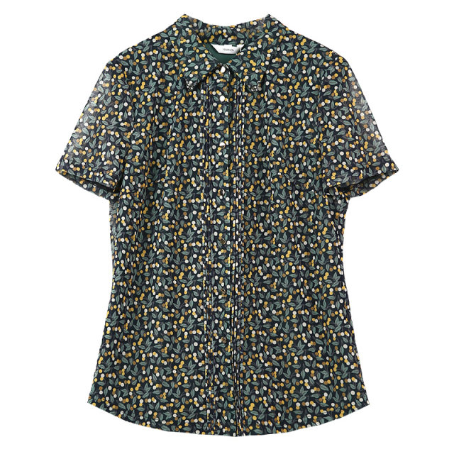 HONRN/Red Man Casual Knitted Cardigan Slim Floral Printed Short-Sleeved Thin Shirt Top Women's Summer Style