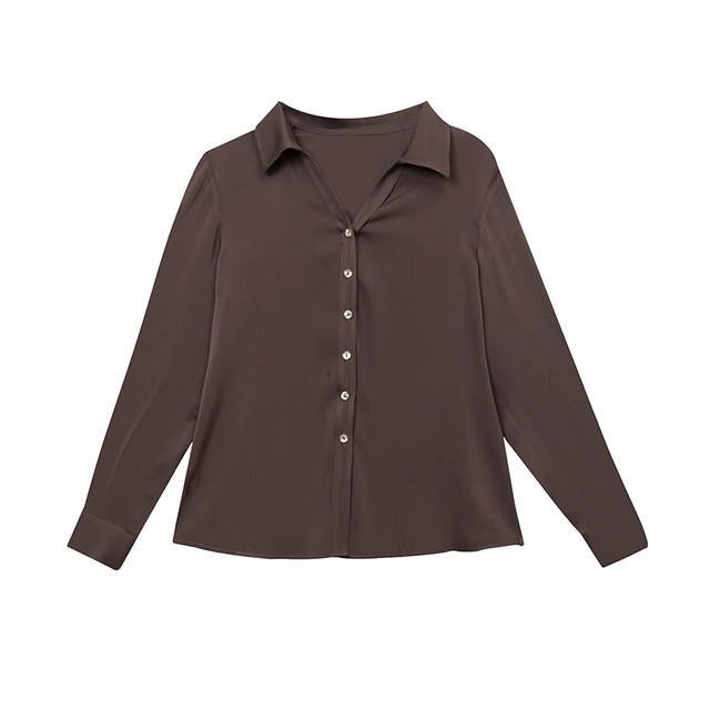 COCOCOZICOCOCOZI Mulberry Silk Blended Shirt Solid Color Silk Top for Women