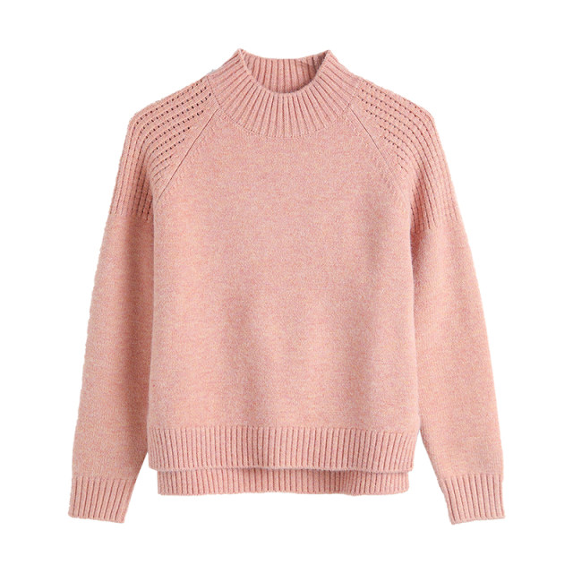 Short sweater female high -waisted half -high collar match with skirt 2024 new thickened wool needle knitting bottom shirt autumn and winter
