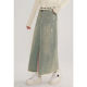 Retro large size split irregular sequin denim skirt for women's summer new high-waisted A-line long skirt ins trendy