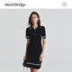 Mind Bridge Summer Elegant Short Sleeve Contrast Skirt Women's Slim Knitted Short Skirt Polo Collar Dress