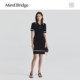 Mind Bridge Summer Elegant Short Sleeve Contrast Skirt Women's Slim Knitted Short Skirt Polo Collar Dress