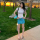 E7Q8 Seaside vacation style colorful plant printed hip skirt for women in summer low waist slim sweet and spicy skirt
