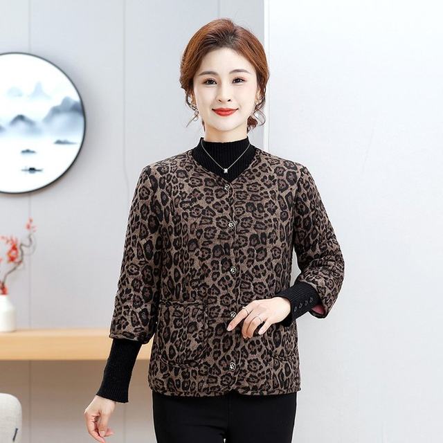 
New autumn and winter style mother-suited vest for women with velvet thickened warm vest for middle-aged and elderly people with mid-sleeved floral camel velvet cotton coat