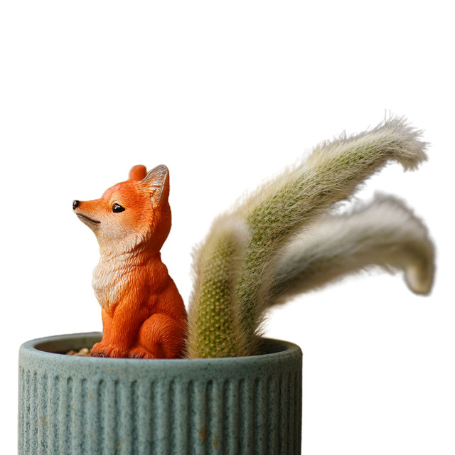 Nine -tailed fox multi -meat flower bonsai decorative ornaments outdoor micro -landscape monkey tail column landscape white fox tail

