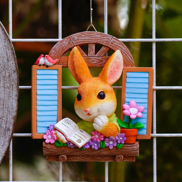 Windowsille rabbit cute tree hanging kindergarten wall hanging garden balcony decoration wall decoration hanging ornament decoration ornament