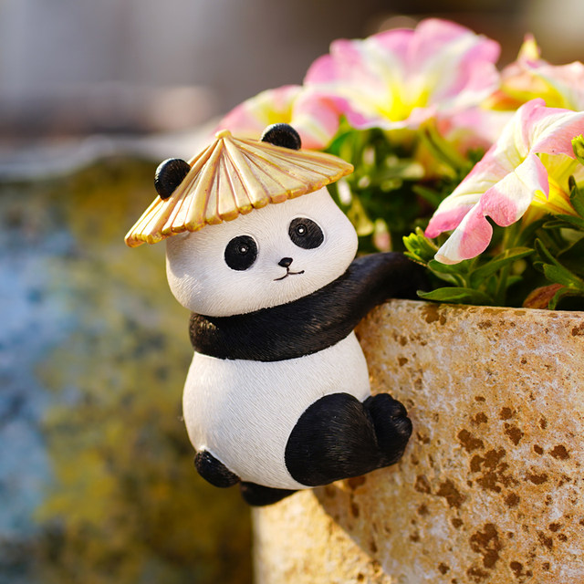 
Cute panda flower pot pendant balcony garden fish tank pendant bonsai decoration kindergarten crawler edge landscaping ornament
