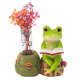 Creative frog reading hydroponic glass vase simulated dry flower arrangement cute living room desktop test tube flower device decoration