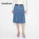 bebe winter series women's fashionable belt short denim pleated skirt 420102