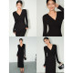 NEVA HU black French V-neck dress with women's design niche 2025 spring slim temperament hip-covering long skirt
