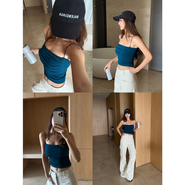 NEVA HU suspender vest with chest pad for women with outer wear design and slim and versatile slim short inner top