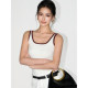 NEVA HU basic multi-match hot girl suspender vest for women in summer wear contrasting color slim short style knitted top
