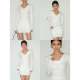NEVA HU graceful curves/waisted hot girl v-neck white long-sleeved dress for women niche black knitted short skirt