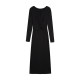 NEVA HU black French V-neck dress with women's design niche 2025 spring slim temperament hip-covering long skirt