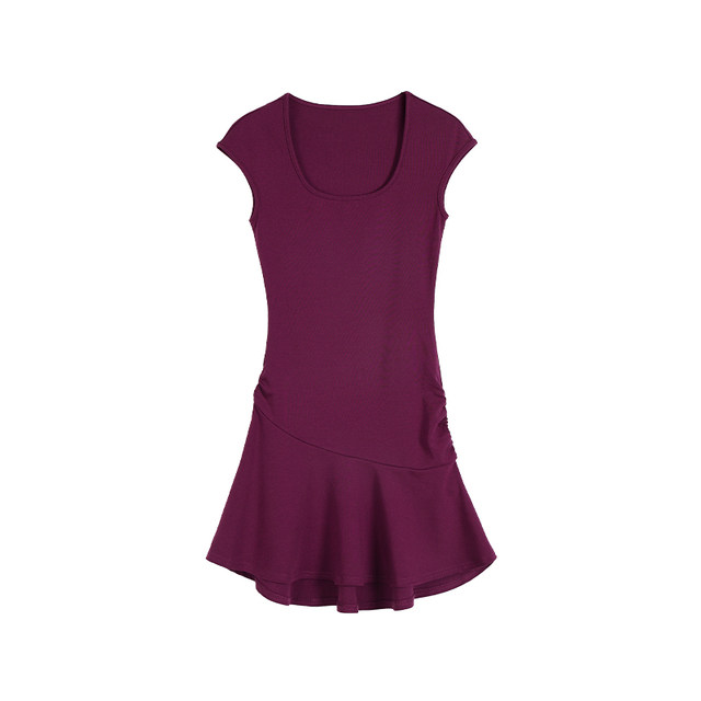 NEVA HU square collar knitted short-sleeved dress for women in summer slim waist and slim temperament hot girl a-line short skirt
