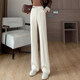 On-white straight-flare trousers for women in autumn and winter thick wool pants draped wool flared pants for women high waist slim trousers
