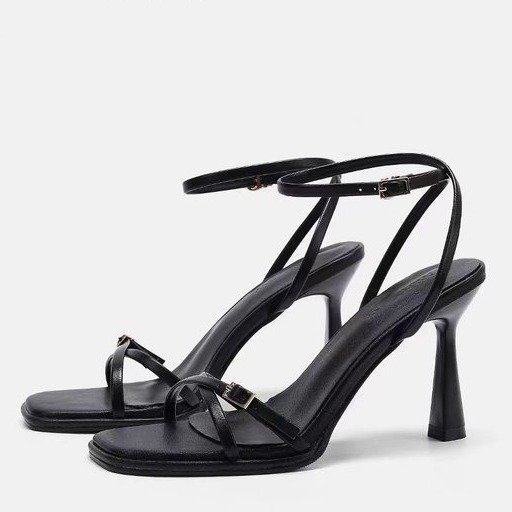 
Beautiful open-toed sandals for women 2025 summer new fairy with skirt black high heels with stiletto heels