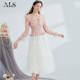 Alice's new pink mesh skirt for spring 2025 high-waisted slim lace mid-length cake skirt mid-skirt