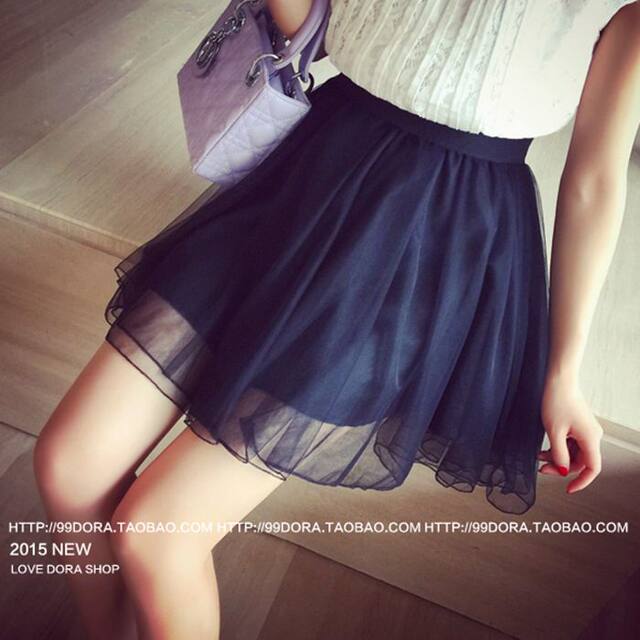 Korean version of spring and summer new large-size women's high waist mesh puffy skirt pants fat girl slim princess O-shaped short skirt