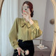 French bow satin shirt for women in spring and autumn new style mature style streamer shirt high-end light luxury top