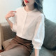White Tennis Shirt Women's Spring Clothing 2025 New French Stand Collar Embroidered Hollow Sleeve Shirt Chic Top