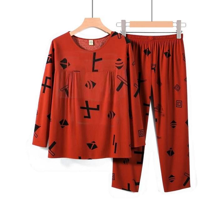 
New fashionable spring and autumn long-sleeved mother floral suit middle-aged and elderly pajamas casual home clothes grandma wears thin outerwear