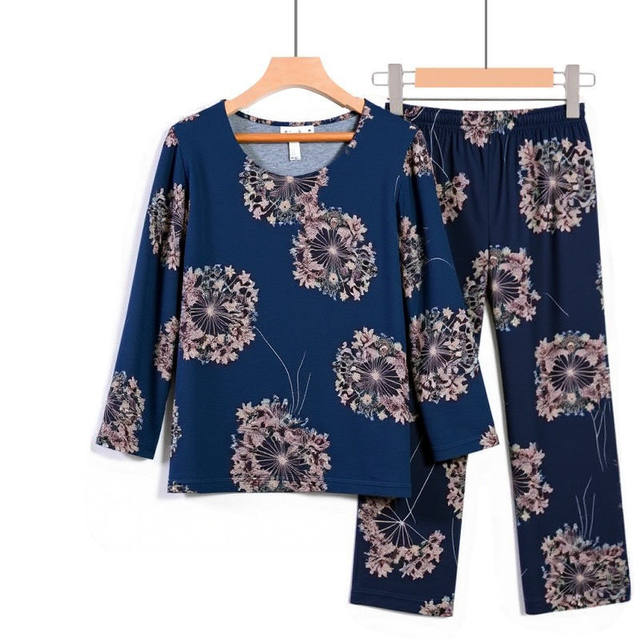 
New fashionable spring and autumn long-sleeved mother floral suit middle-aged and elderly pajamas casual home clothes grandma wears thin outerwear
