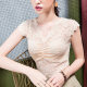 2025 summer lace base shirt for women v-neck slim mesh sexy fashionable women's T-shirt sleeveless hollow vest
