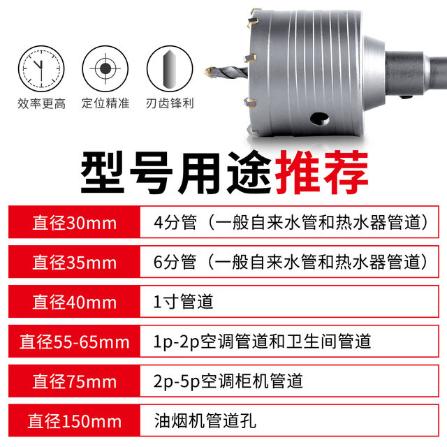 Wall air conditioner hole opener metal drilling artifact through the wall drilling cement wall impact drill special dry drill bit