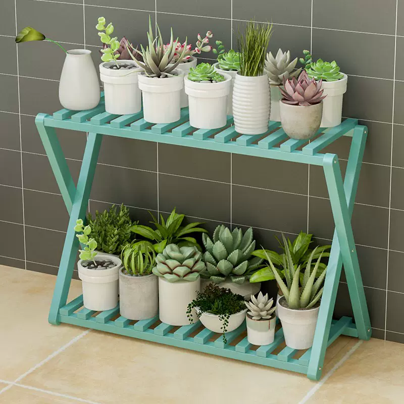 多肉花架置物架陽臺實木新款花盆架落地式黃金葛架室內