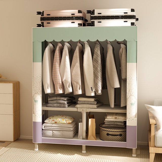 Installation-free folding simple cloth wardrobe home bedroom rental ...