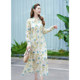 lkbennett fairy-style printed silk dress for women, spring and autumn long sleeve waist-hugging shirt skirt long (two wears)