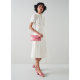 
lkbennett white dress women's spring and summer short-sleeved bow-shaped long skirt