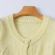 Mid-sleeved cardigan sweater Spring and autumn new women's fashion age-reducing round neck single-breasted five-point sleeve sweater 30513
