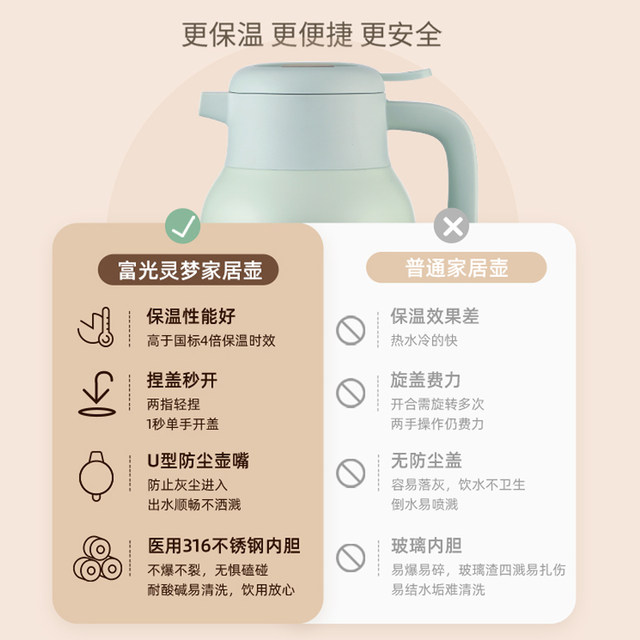 Fuguang insulated kettle household large-capacity insulated kettle stainless steel hot water kettle student thermos bottle dormitory thermos