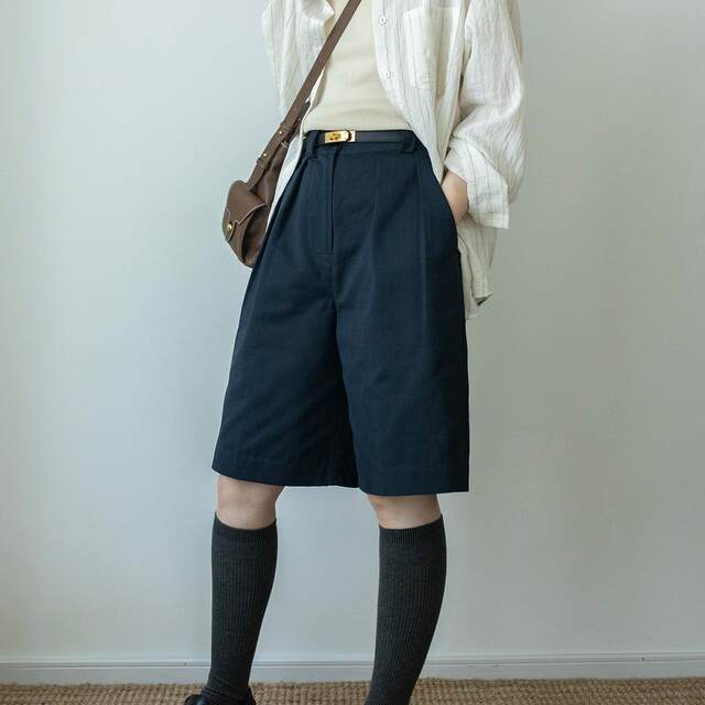 White new product spring and summer loose work pinch pants Japanese cotton literary casual Bermuda shorts for women