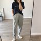 Large size smiley face embroidered loose sports trousers for women in autumn and winter new style 200Jin [Jin equals 0.5 kg] slimming legs Harun casual trousers