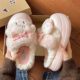 Girly Heart Cute Cat Furry Slippers Women's Winter Indoor Home Thick Soled Plus Velvet Warm Anti-Slip Cotton Slippers