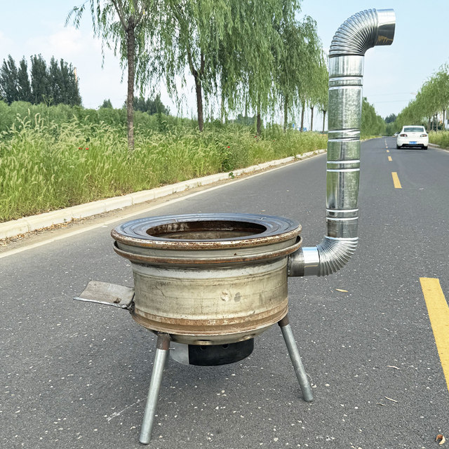 58 cm car wheel hub modify firewood stove thick rural firewood stoves with firewood and coal dual -use steel rim stove furnace
